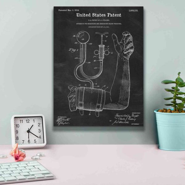 Blood Pressure Pump Blueprint Patent Chalkboard,  Canvas Wall Art Online now