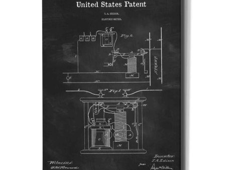 Edison Electric Meter Blueprint Patent Chalkboard,  Canvas Wall Art Online