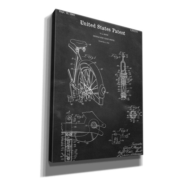 Bicycle Stop-light Switch Blueprint Patent Chalkboard,  Canvas Wall Art Sale