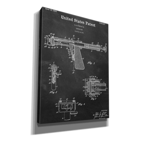 Tattoo Gun Blueprint Patent Chalkboard,  Canvas Wall Art For Cheap