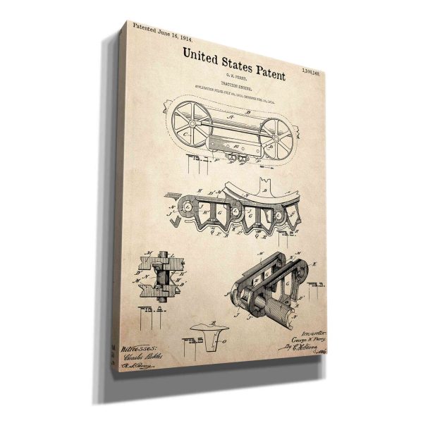 Traction Engine Blueprint Patent Parchment,  Canvas Wall Art on Sale