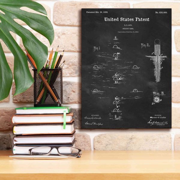 Croquet Blueprint Patent Chalkboard,  Canvas Wall Art Cheap