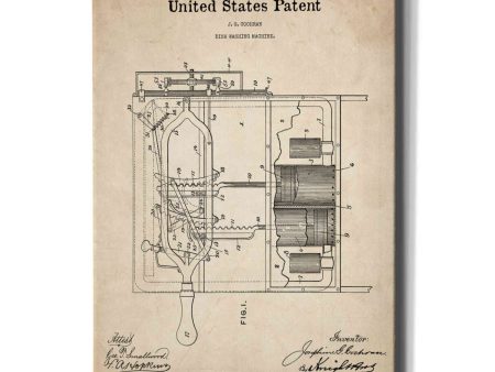 Dish Washing Machine Blueprint Patent Parchment,  Canvas Wall Art Online Hot Sale