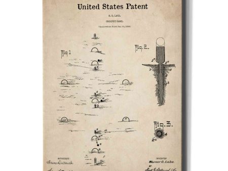 Croquet Blueprint Patent Parchment,  Canvas Wall Art Hot on Sale