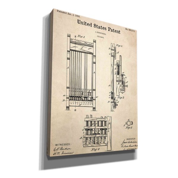 Cue Rack Blueprint Patent Parchment,  Canvas Wall Art For Sale