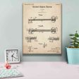 Vintage Key Blueprint Patent Parchment,  Canvas Wall Art on Sale