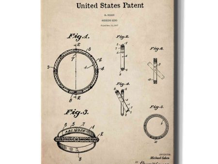 Wedding Ring Blueprint Patent Parchment,  Canvas Wall Art Online now