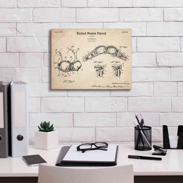 Push-up Bra Blueprint Patent Parchment,  Canvas Wall Art Discount