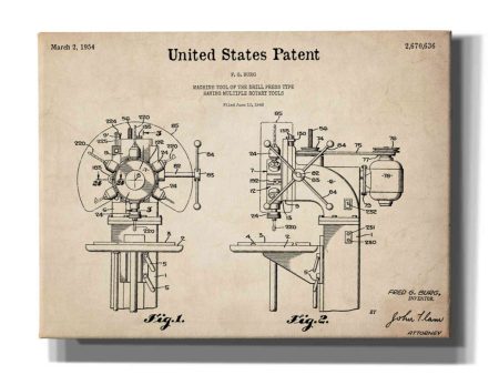 Drill Press Blueprint Patent Parchment,  Canvas Wall Art Supply