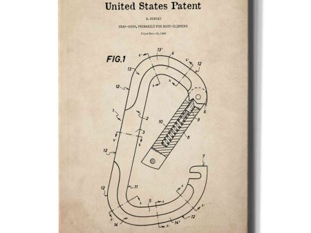 Climbing Hook Blueprint Patent Parchment,  Canvas Wall Art Cheap