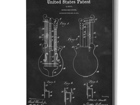 Double Bass Guitar Blueprint Patent Chalkboard,  Canvas Wall Art Online now