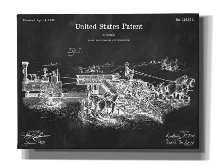 Traveling Thrasher Blueprint Patent Chalkboard,  Canvas Wall Art For Sale