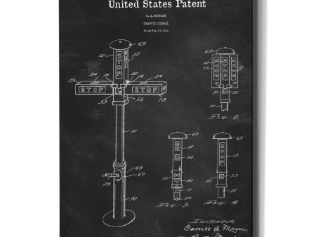 Vintage Traffic Signal  Blueprint Patent Chalkboard,  Canvas Wall Art Hot on Sale