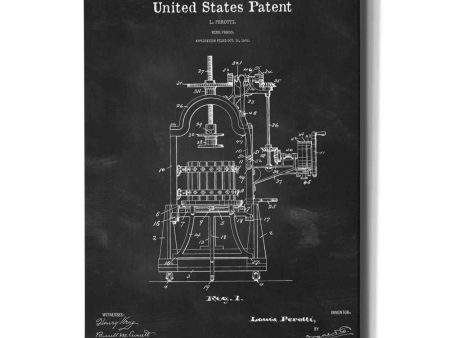 Wine Press Blueprint Patent Chalkboard,  Canvas Wall Art Hot on Sale