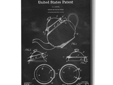 Tea Pot Cover Blueprint Patent Chalkboard,  Canvas Wall Art For Discount