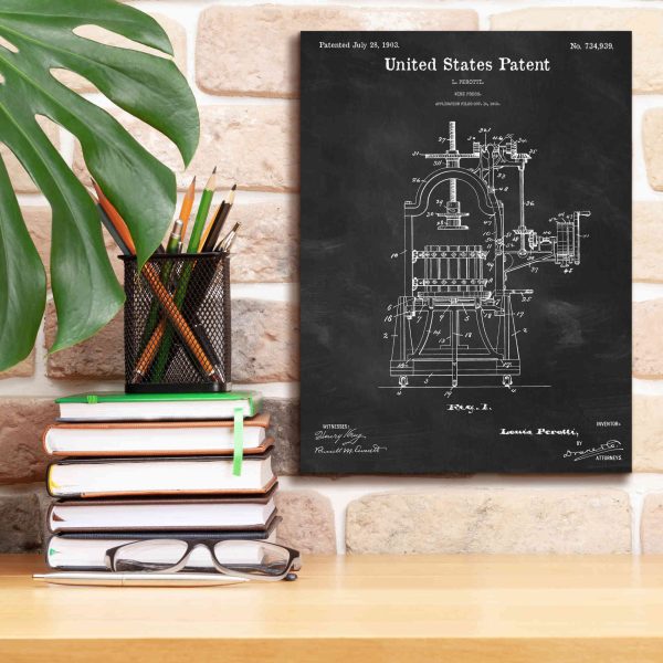 Wine Press Blueprint Patent Chalkboard,  Canvas Wall Art Hot on Sale