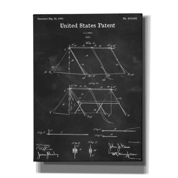 Tent Blueprint Patent Chalkboard,  Canvas Wall Art on Sale