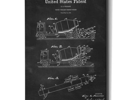 Truck Trailer Transit Mixer Blueprint Patent Chalkboard,  Canvas Wall Art Hot on Sale