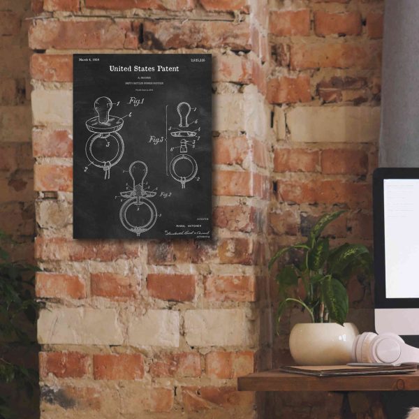 Baby Pacifier Blueprint Patent Chalkboard,  Canvas Wall Art Online Sale