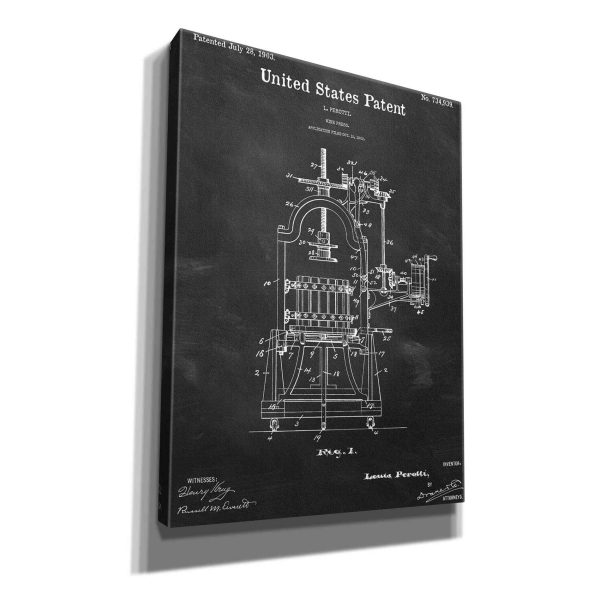 Wine Press Blueprint Patent Chalkboard,  Canvas Wall Art Hot on Sale