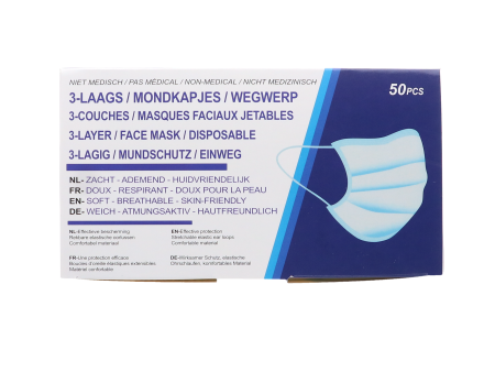 3-laags mondkapjes wegwerp, blauw, 50 stuks Cheap