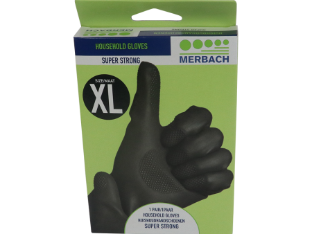 Merbach latex superstrong zwart XL 1 paar huishoud handschoenen Fashion