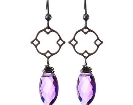 Filigree Earrings w Marquee Gem Drop Cheap