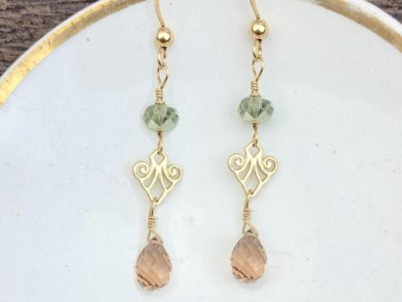 Mini Filigree Earrings with Tear Gem Drop Online Hot Sale