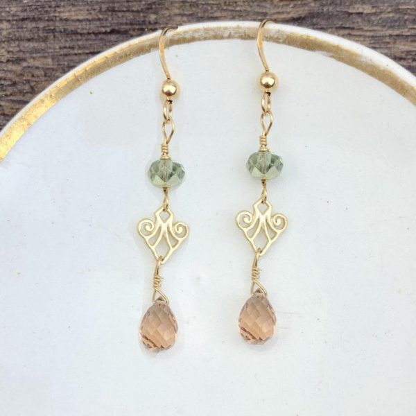 Mini Filigree Earrings with Tear Gem Drop Online Hot Sale