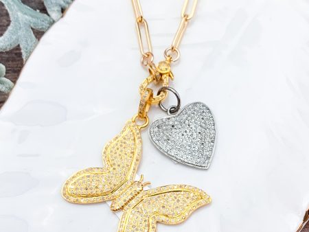 Butterfly Pave Diamond Necklaces For Discount