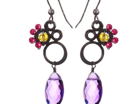 Bubbles Colorful Earrings with Marquee Gem Drop Fashion