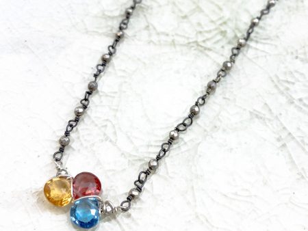 Mini Katie Tri-Gem Necklace For Sale