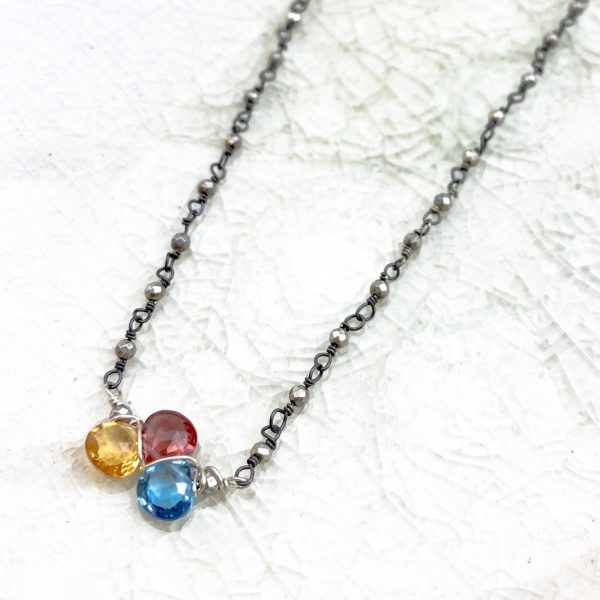 Mini Katie Tri-Gem Necklace For Sale