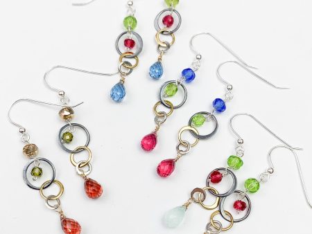 Mixed Metal Fun Everyday Colorful Drop Earrings For Sale