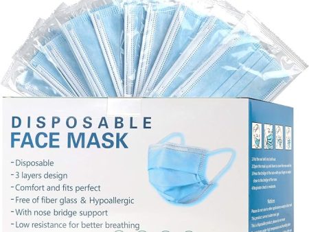 Face Mask 50 Pack Disposable, With Ear-loop, 3 Layers Filtered Mask For Discount