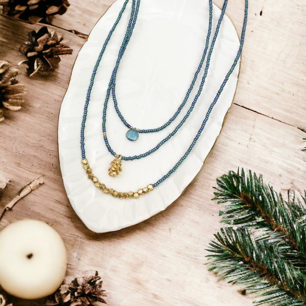 Blue Pinecone Cascade Necklace Set Online Sale