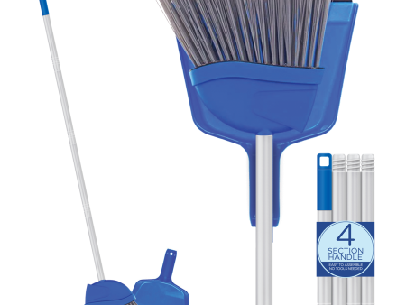 Angle Broom with dustpan, 9.25  W Head, with 4 piece handle Fashion