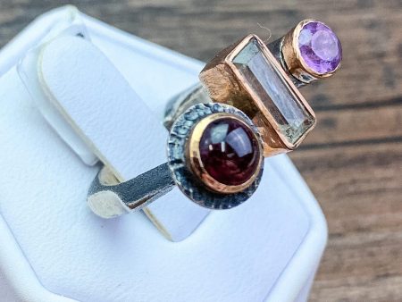 OOAK Modern Style Tri-Gem Designer Ring For Cheap