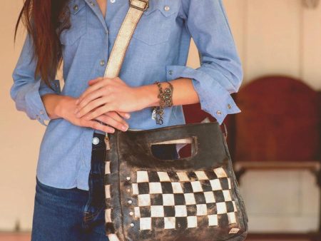 Queen’s Gambit inspired Leather Bag – Black & White Checkered Online Hot Sale