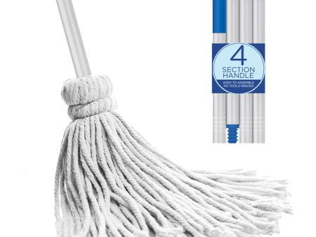 Cotton Deck Mop - 12 oz. w  Polished Aluminum 48  4-Piece Threaded Handle Sale