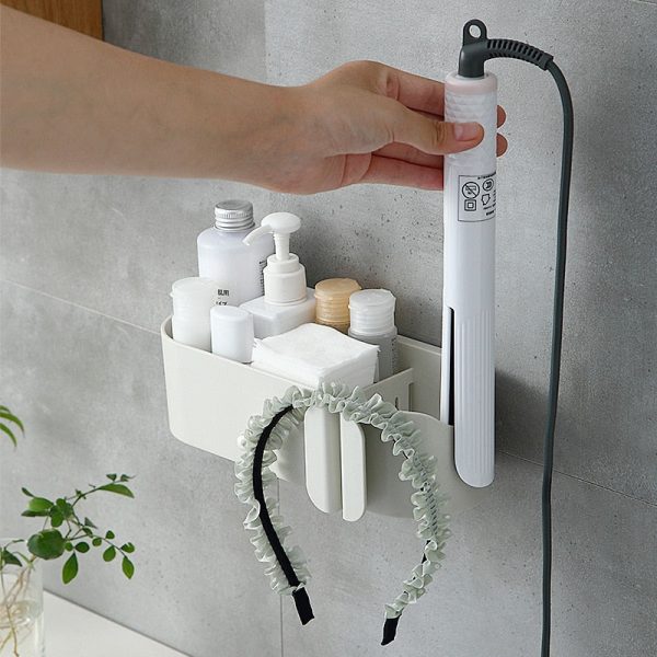 T wholesale new household toilet hair dryer shelving multifunctional perforation-free viscose hair dryer storage rack For Cheap