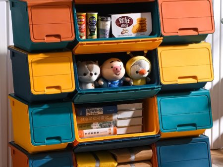 Toy storage box Plastic large open front clamshell storage box children s clothes and snacks storage box For Discount