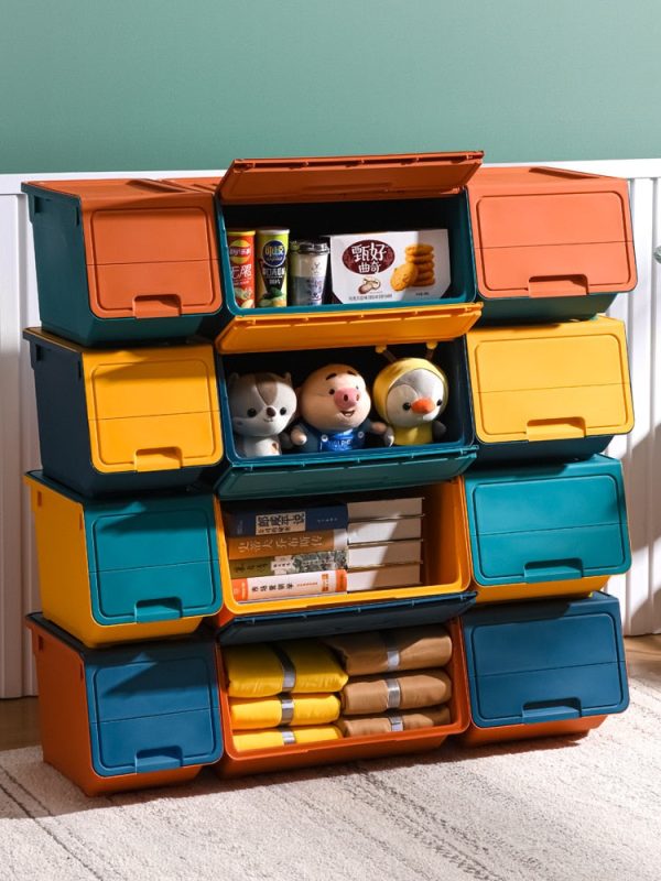 Toy storage box Plastic large open front clamshell storage box children s clothes and snacks storage box For Discount