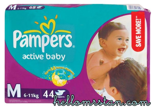 Pampers Active Baby Diapers Medium 62 Pieces (6 to 11 kg) Supply