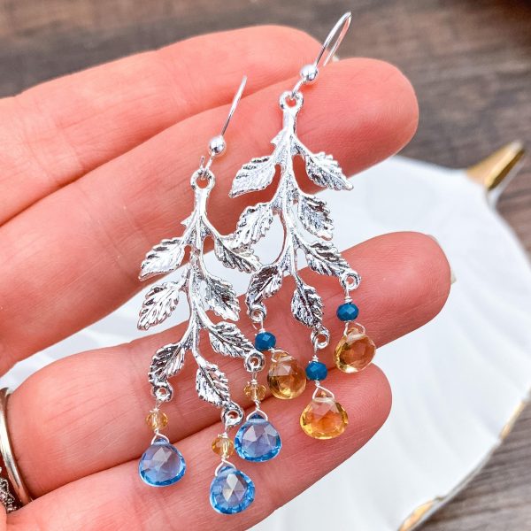 Ukraine 🇺🇦Fundraiser - Topaz & Citrine Vine Earrings Hot on Sale