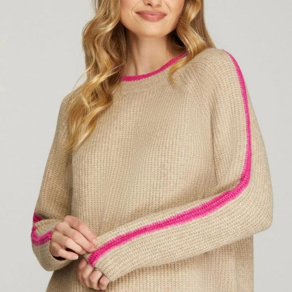 Contrast Trim Oversized Knit Sweater Online Sale