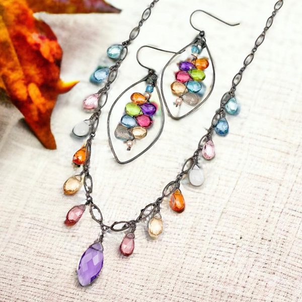 Amethyst and Colorful Drape Necklace Fashion