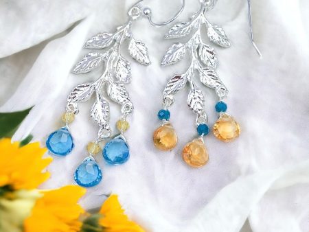 Ukraine 🇺🇦Fundraiser - Topaz & Citrine Vine Earrings Hot on Sale