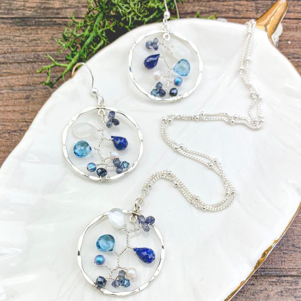 Denim Dream Filigree Necklace and Earrings Discount