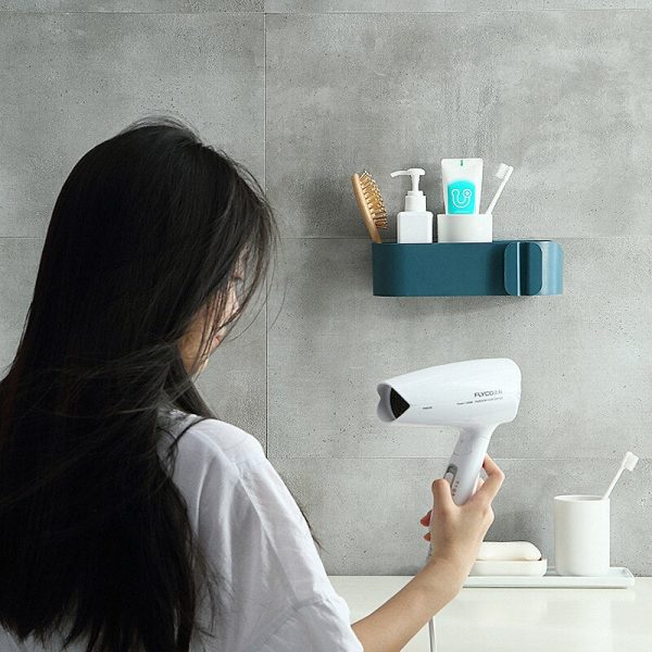 T wholesale new household toilet hair dryer shelving multifunctional perforation-free viscose hair dryer storage rack For Cheap